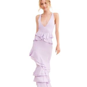 Anthropologie Forever That Girl Lavender Femme Ruffle Maxi Dress Size L Wedding